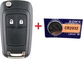 Clé de voiture 2 boutons flip key HU100 + Batterie CR2032 adapté pour Opel key Astra / Corsa / Zafira / Insignia / Adam / Cascada