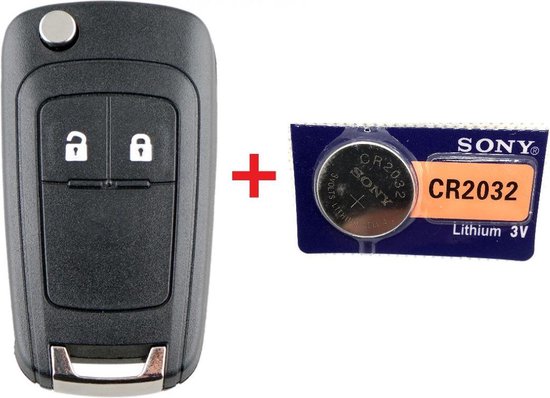 Autosleutel 2 knoppen klapsleutel HU100 + Batterij CR2032 geschikt voor Opel  sleutel... | bol