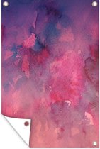 Affiche de jardin - Oeuvre abstraite faite d'aquarelle et de couleurs rose et violet - 80x120 cm