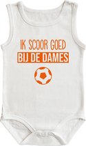 Rompertjes baby - Ik scoor goed bij de dames - maat: 50/56 - kapmouw - baby - EK - EK 2021 - EK voetbal - romper - rompertjes baby met tekst - rompers - rompertje - rompertjes - st