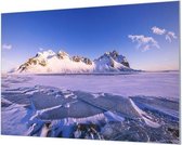 Wandpaneel Noordpool ijskap  | 150 x 100  CM | Zilver frame | Wand-beugels (27 mm)