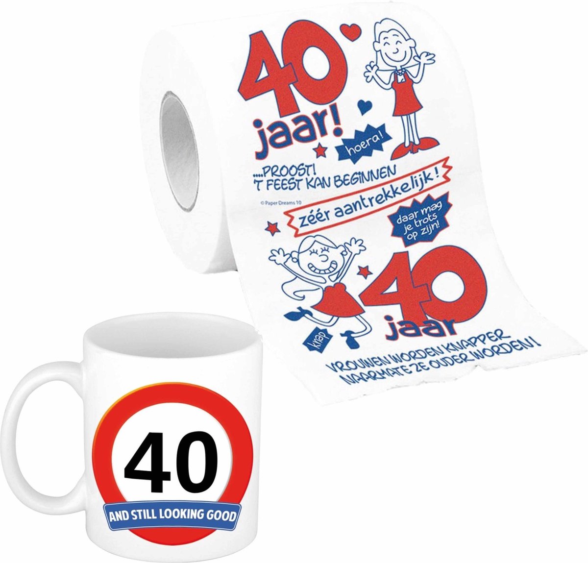 Cadeau set voor 40e verjaardag - Koffie mok en funny Wc-rol - Voor vrouwen van 40