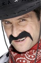 6x stuks nepsnorren - Zwarte carnaval/verkleed cowboy snor