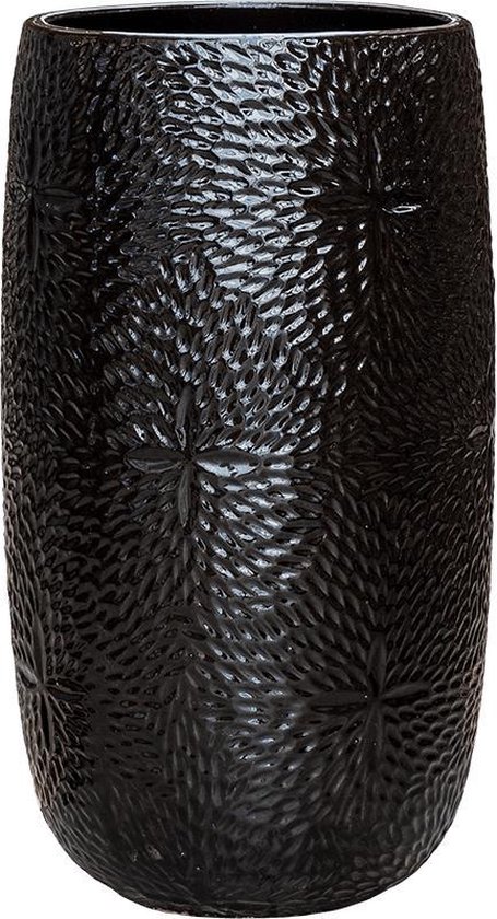 metaal Graden Celsius Verzamelen Hoge Pot Marly Black ronde zwarte bloempot voor binnen en buiten 36x63 cm |  bol.com