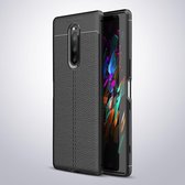 Sony Xperia 1 Hoesje - Mobigear - Luxury Serie - TPU Backcover - Zwart - Hoesje Geschikt Voor Sony Xperia 1