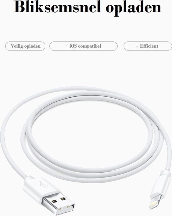 3 STUKS iPhone laad kabel - USB - EXTRA LANG + Stevige iPhone oplader -  witte... | bol.com