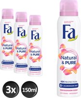 Fa Deospray Natural And Pure Rose - Voordeelverpakking 3 x 150 ml