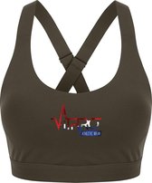 FitProWear Dames Sporttop Taurito - Olijf - Maat L - Sport Beha - Sport BH - Fitness kleding - Sporthemd - Sportshirt - Fitness top - Fitness BH - Fitness Beha - Taurito - Crop Top