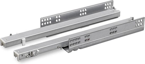 VADANIA 500mm Softclose ladegeleider #K45, 3-voudig volledig uitschuifbaar, zwaar uitgevoerd met een draagvermogen van 42kg, zelfsluitende demping, kogellager, zijmontage, zwart, 5 paar