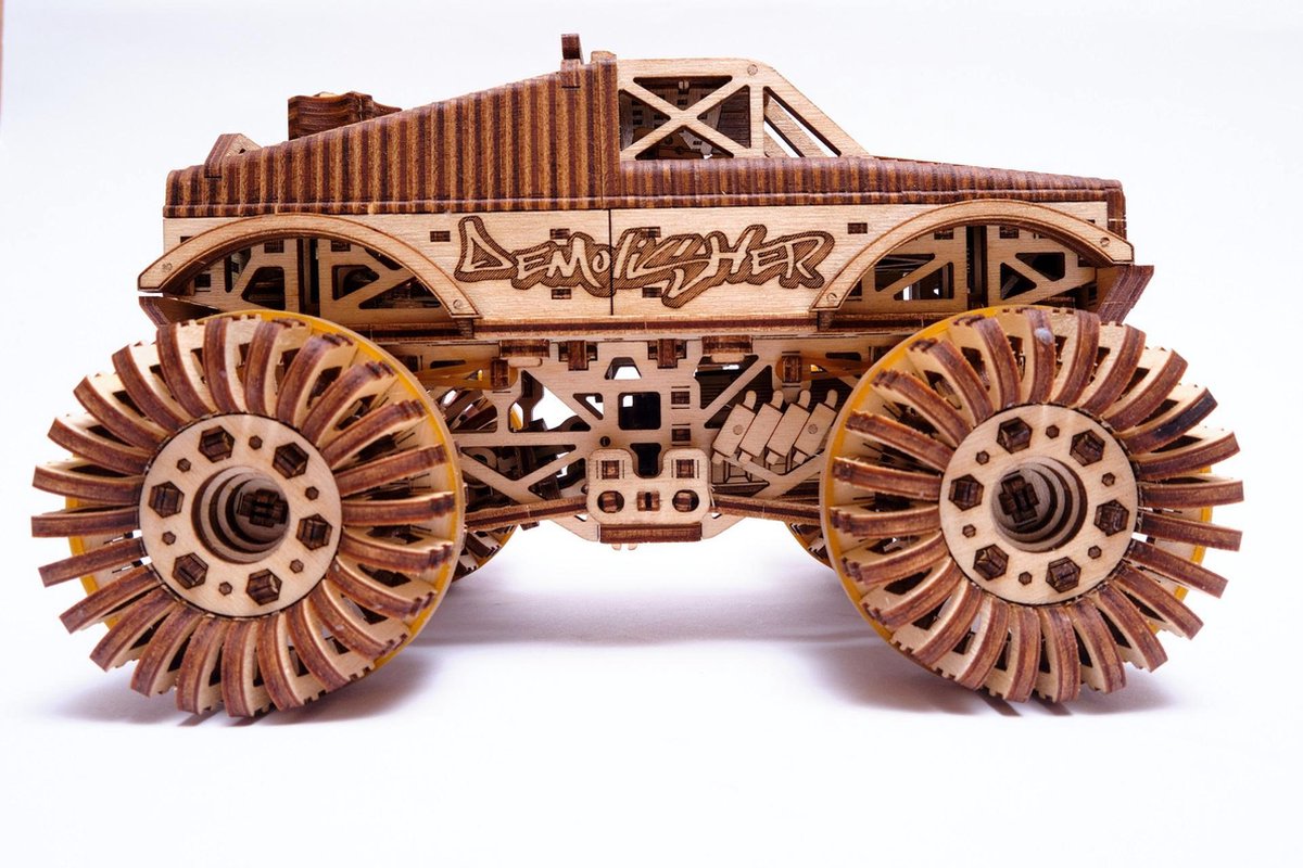 Wood Trick – Modelbouw 3D houten puzzel – Monster truck (WDTK015) – 556 stuks - Geen lijm noch verf nodig! — afbeelding 13