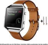 Bruin lederen sporthorlogebandje geschikt voor Fitbit Blaze - 23mm breed – Maat: zie maatfoto - gespsluiting – Brown leather smartwatch strap - Leer - Leder - Leren Horlogebandje