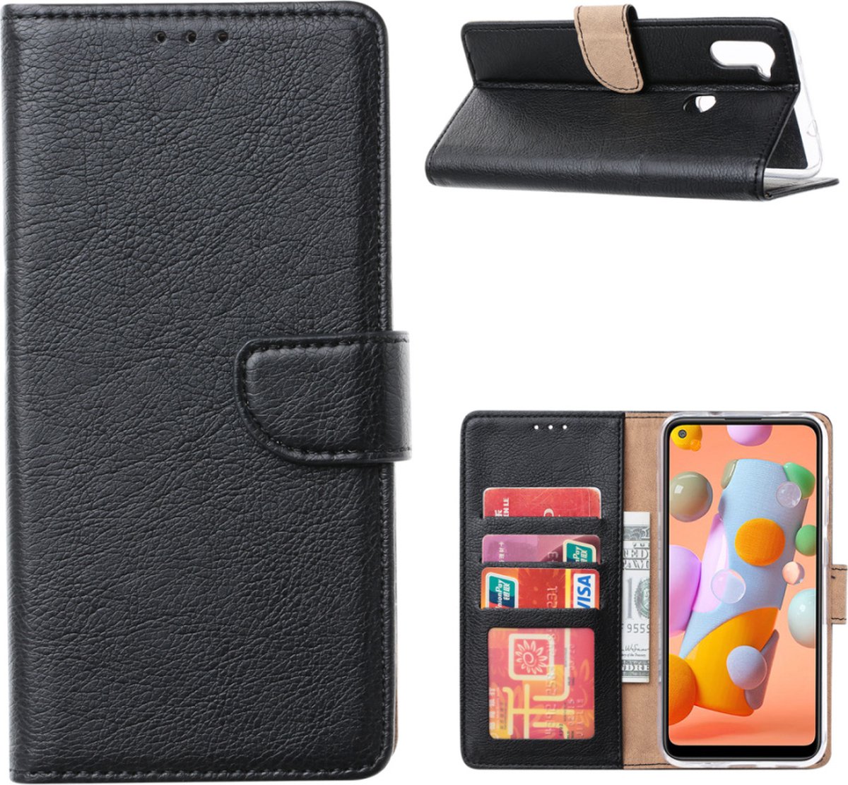 Ntech Geschikt voor Samsung Galaxy A31 Book Case - Zwart