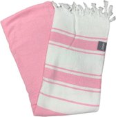 Strandlaken striped roze 100x180 cm