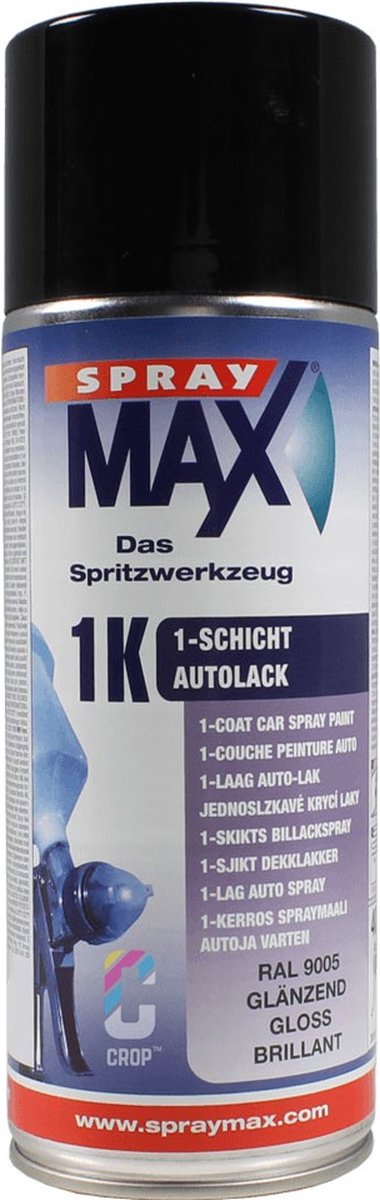 SprayMax 1K Lak Zwart in Spuitbus - Hoogglans