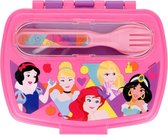 Disney Princess broodtrommel met bestek - roze/paars - Prinses lunchbox met vork en lepel