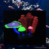 Aquarium decoratie - Koraal - Kunstplant Aquarium Fluo - Planten voor aquarium - Mooie neon planten –aquariumplant ROOD tubes met rots - Aquariumdecoratie - Aquariumversiering - Benodigdheden