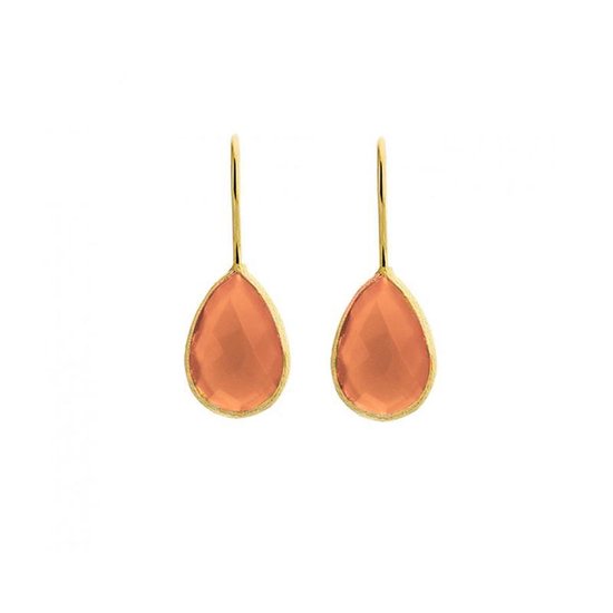 Boucles d' Boucles d'oreilles Femme Goutte de Calcite Oranje Gold Mini (Plaqué Or 14K)