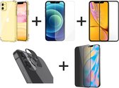 iPhone 12 Hoesje COMBI DEAL - 1x Hoesje Shockproof Transparant - 1x Screen Protector - 1x Screenprotector Full Cover - 1x Privacy Screenprotector - 1x Camera Screen Protector