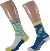 Apollo Sportsokken Fashion Blauw/geel Maat 42-47