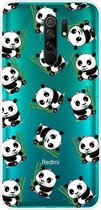Voor Geschikt voor Xiaomi Redmi 9 gekleurd tekeningpatroon zeer transparant TPU beschermhoes (panda)