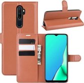 Voor OPPO A9 (2020) Litchi Texture Horizontale Flip Leren Case met Portemonnee & Houder & Kaartsleuven (Bruin)