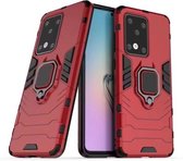 Voor Galaxy S20 Ultra Panther PC + TPU schokbestendige beschermhoes (rood)