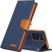 Voor Samsung Galaxy S21 Ultra 5G GOOSPERY CANVAS DAGBOEK Canvas Textuur Horizontale Flip PU Lederen Case met Houder & Kaartsleuven & Portemonnee (Marineblauw)