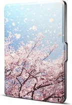 Japanse Cherry Print Horizontale Flip PU Lederen Beschermhoes voor Amazon Kindle Paperwhite 1 & 2 & 3 met Sleep / Wake-up