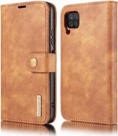 Voor Samsung Galaxy A12 DG.MING Crazy Horse Texture Flip afneembare magnetische lederen tas met houder & kaartsleuven & portemonnee (bruin)