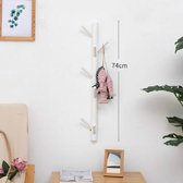 Bamboe Houten Muur Hanger Haak Kapstok Kleerhanger Stand Muur Ophangbeugel, Stijl: 8 Haken (Witte kleur)