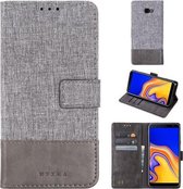 Voor Galaxy J4 Plus MUXMA MX102 Horizontale flip canvas lederen tas met standaard & kaartsleuf & portemonnee-functie (grijs)