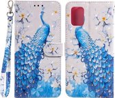 Voor Samsung Galaxy A31 3D Schilderen Patroon Gekleurde Tekening Horizontale Flip PU Lederen Case met Houder & Kaartsleuven & Portemonnee (Blauwe Pauw)