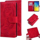 Voor Samsung Galaxy S10e Tiger Embossing Pattern Horizontale Flip lederen tas met houder & kaartsleuven & portemonnee (rood)