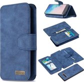 Voor Samsung Galaxy S10 Afneembare Frosted Magnetische Horizontale Flip PU Lederen Case met Kaartsleuven & Houder & Rits Portemonnee & Fotolijst (Blauw)