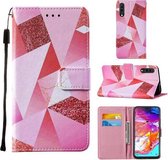 Voor Samsung Galaxy A70 / A70s Cross Texture Painting Pattern Horizontale Flip lederen hoes met houder & kaartsleuven & portemonnee & lanyard (roze ruit)