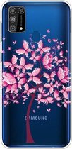 Voor Samsung Galaxy M31 schokbestendig geverfd transparant TPU beschermhoes (vlinderboom)