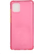 Voor Samsung Galaxy A91 Kleurknop Doorschijnend Frosted TPU Vierhoekig Airbag Schokbestendig Hoesje (Rood)