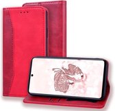 Voor Samsung Galaxy A51 Business Stitching Horizontale flip lederen tas met dubbele vouw & beugel & kaartsleuven & fotolijst & portemonnee (rood)