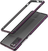 Voor Samsung Galaxy Note20 Aluminium schokbestendig beschermend bumperframe (zwart paars)