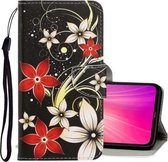 Voor Xiaomi Redmi Note 8 3D Gekleurde Tekening Horizontale Flip PU Lederen Case met Houder & Kaartsleuven & Portemonnee (Rode Bloem)