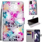 Voor Xiaomi Mi 10 Lite Gekleurde tekening Cross Texture Horizontale Flip PU lederen hoes met houder & kaartsleuven & portemonnee & lanyard (Gradient Colorful Flower)