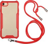 Acryl + kleur TPU schokbestendig hoesje met nekkoord voor iPhone 8 Plus / 7 Plus (rood)