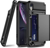 Voor iPhone XR PC + TPU schokbestendig Heavy Duty Armor beschermhoes met dia Multi-kaartsleuf (zwart)