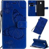 Voor Xiaomi Redmi 8A Pressed Printing Butterfly Pattern Horizontale Flip PU Leather Case met houder & kaartsleuven & portemonnee & Lanyard (blauw)