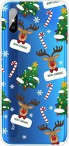 Voor Xiaomi Redmi 9A Christmas Series transparante TPU beschermhoes (Cane Deer)