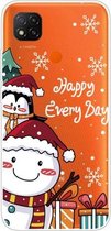 Voor Xiaomi Redmi 9C Christmas Series Transparante TPU beschermhoes (Cute Penguin Snowman)