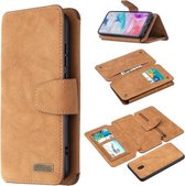 Voor Xiaomi Redmi 8 Afneembare Frosted Magnetische Horizontale Flip Leren Case met Kaartsleuven & Houder & Rits Portemonnee & Fotolijst (Bruin)