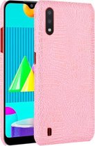 Voor Samsung Galaxy M01 schokbestendige krokodiltextuur pc + PU-hoes (roze)