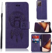 Voor Samsung Galaxy Note 20 Ultra Wind Chime Owl Embossing Pattern Horizontale Flip Leather Case, met houder & kaartsleuven & portemonnee (paars)