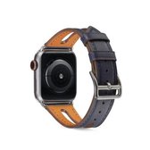 Top-grain lederen horlogeband voor Apple Watch Series 6 & SE & 5 & 4 44 mm / 3 & 2 & 1 42 mm (donkerblauw)